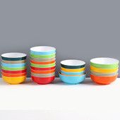 10个装 A8密胺小碗双色食堂快餐米饭碗商用仿瓷汤碗粥碗火锅蘸料碗