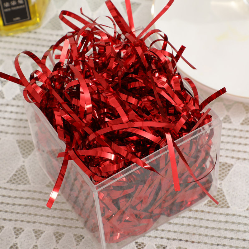 批发1千克七彩幻彩婚庆礼品盒包装丝伴手礼装饰填充物塑料拉菲草