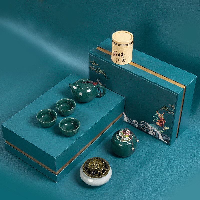 热销实用复古陶瓷茶具套装公司单位商务活动节庆专属伴随手手印制