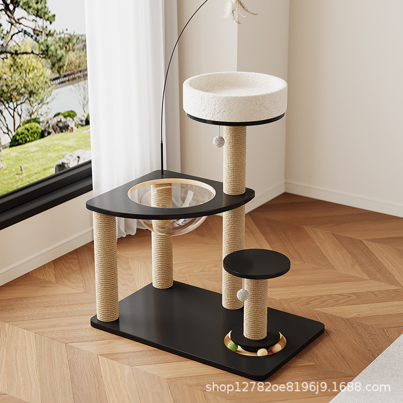 剑麻实木猫爬架猫窝一体四季通用小户型不占地家用猫架小猫专用