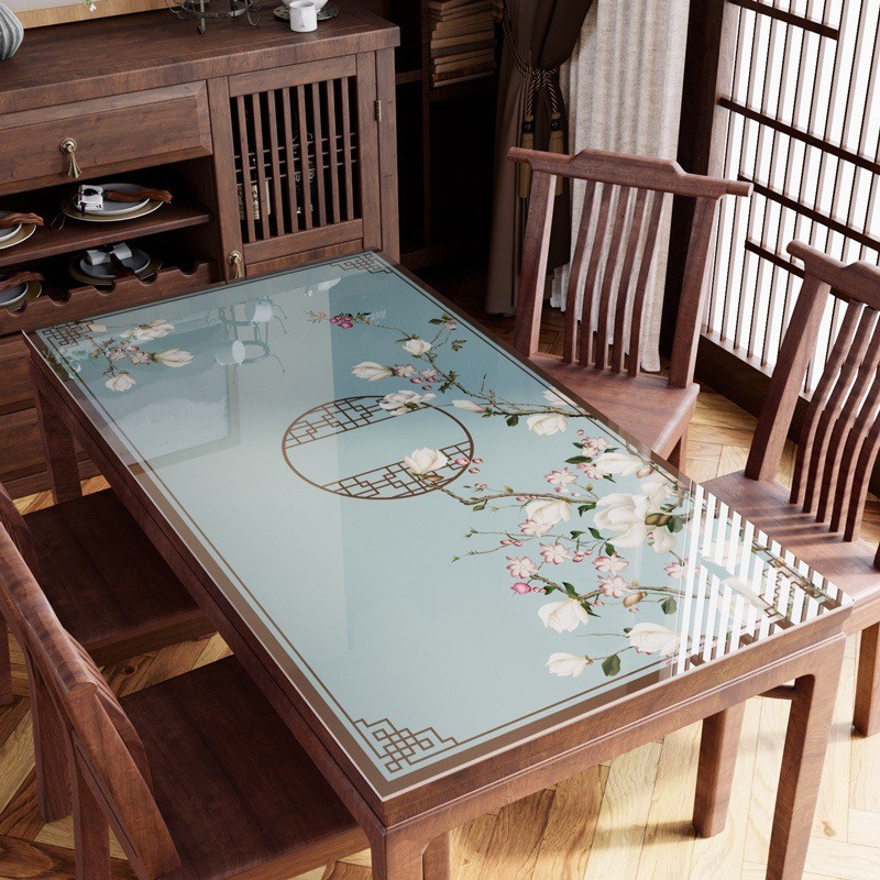 喜庆新中式餐桌垫软玻璃茶几桌布免洗防水防油长方形桌面春节过年