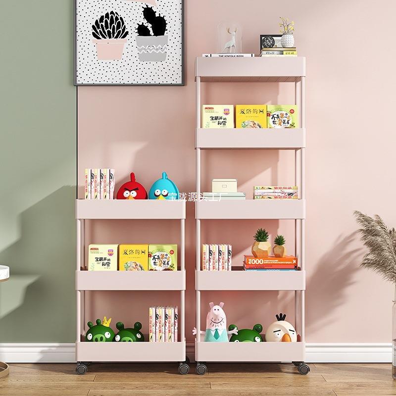 热销书架夹缝厨房床头可移动推车课桌边书桌收纳窄小型落地置物架