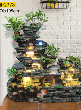 双面假山流水摆件大型摆件园林景观喷泉山水庭院鱼池酒店开业摆设