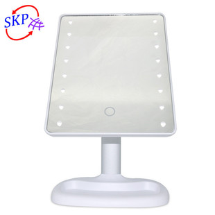 梳妆台不锈钢金属磨砂杆桌面镜可调 台式触摸感应带灯光led化妆镜