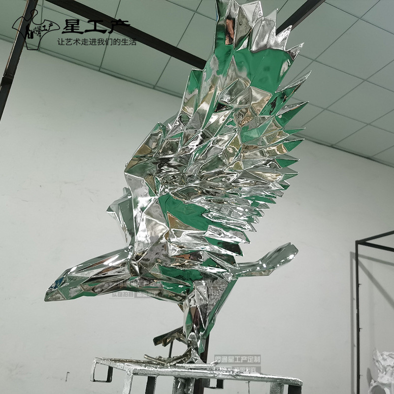 雄鹰售楼处菱形动物玻璃钢室内酒店大堂展翅大型树脂软装大鹏摆件