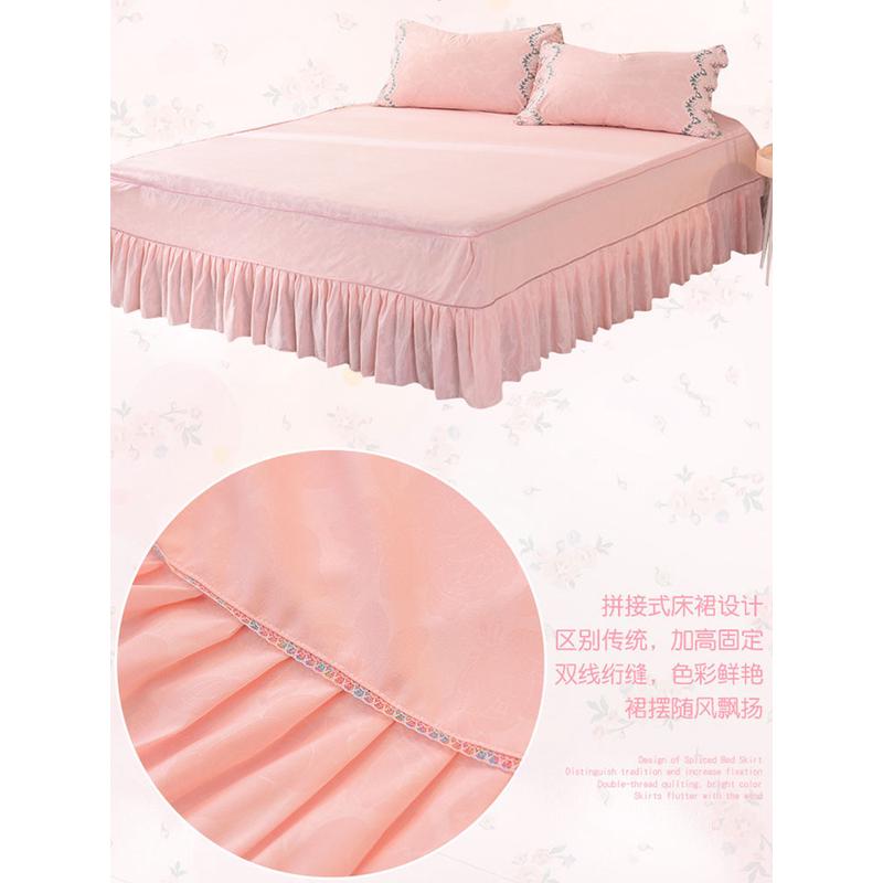 iyr7韩版公主风蕾丝花边床笠床裙四件套少女心纯色水洗棉磨毛床上