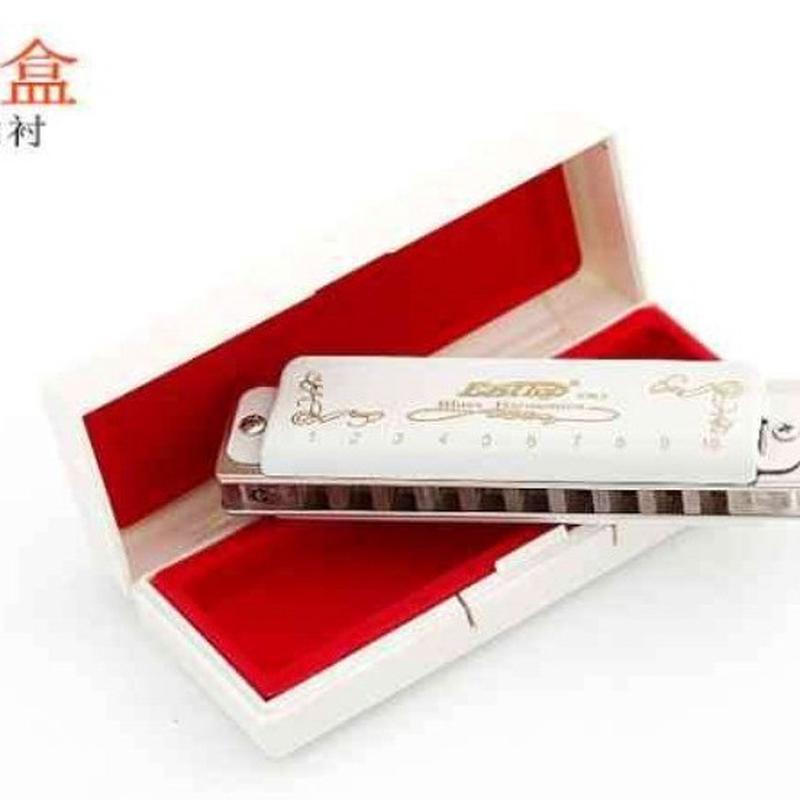 T008LS 白色蓝调 布鲁斯 C调10孔 口琴 白色