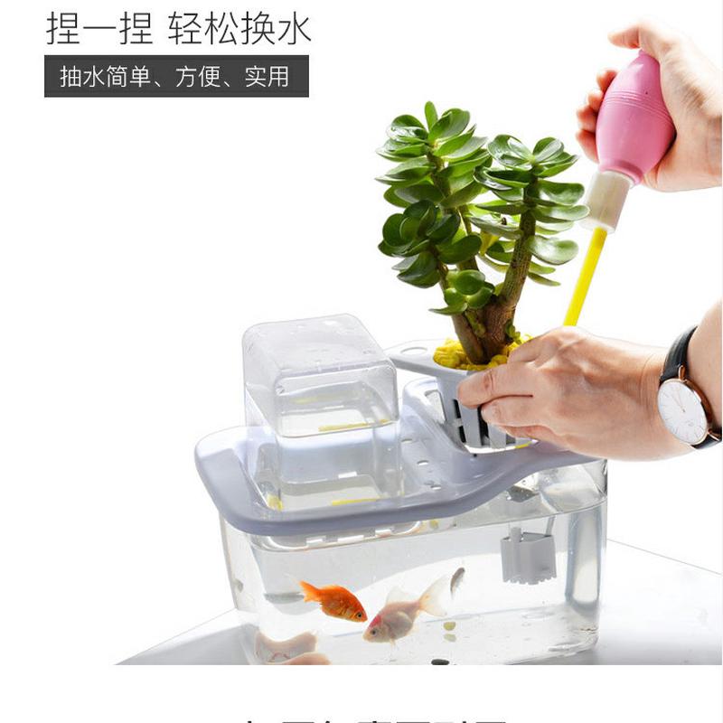 批发创意桌面鱼缸鱼菜共生懒人免换水小型超白生态亚克力鱼缸