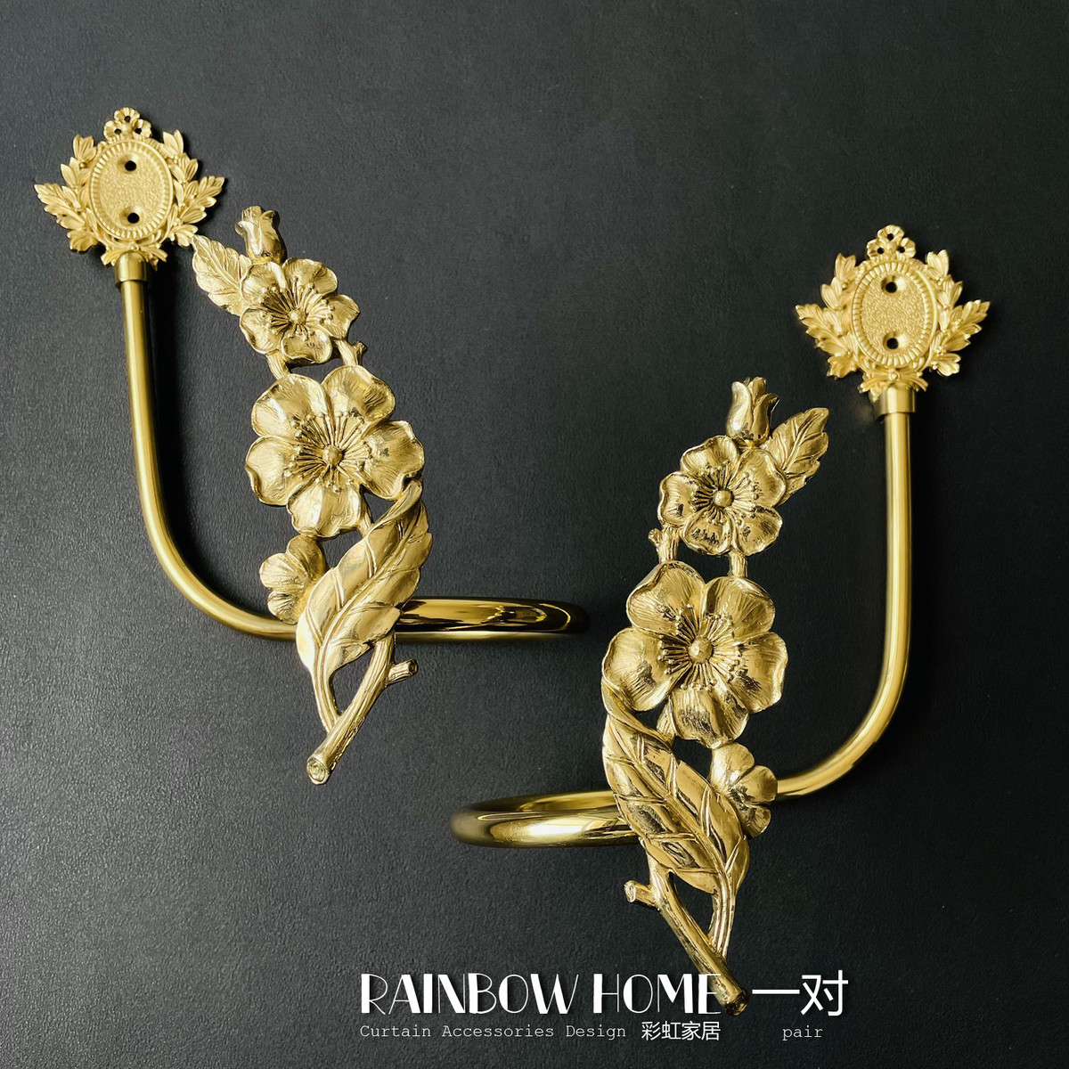 8jdk挂钩铃兰花小天使翅膀批发黄铜窗帘美式装饰挂钩复古绑带欧式