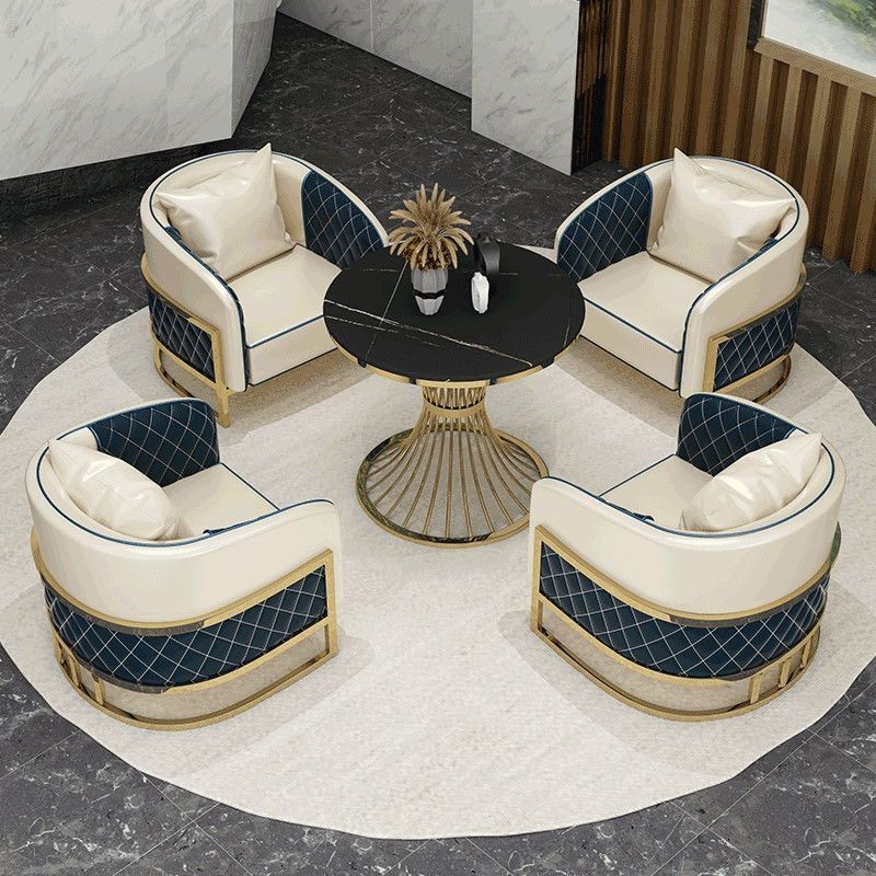 北欧轻奢沙发洽谈实木沙发铁艺沙发办公会客沙发谈判一桌椅四