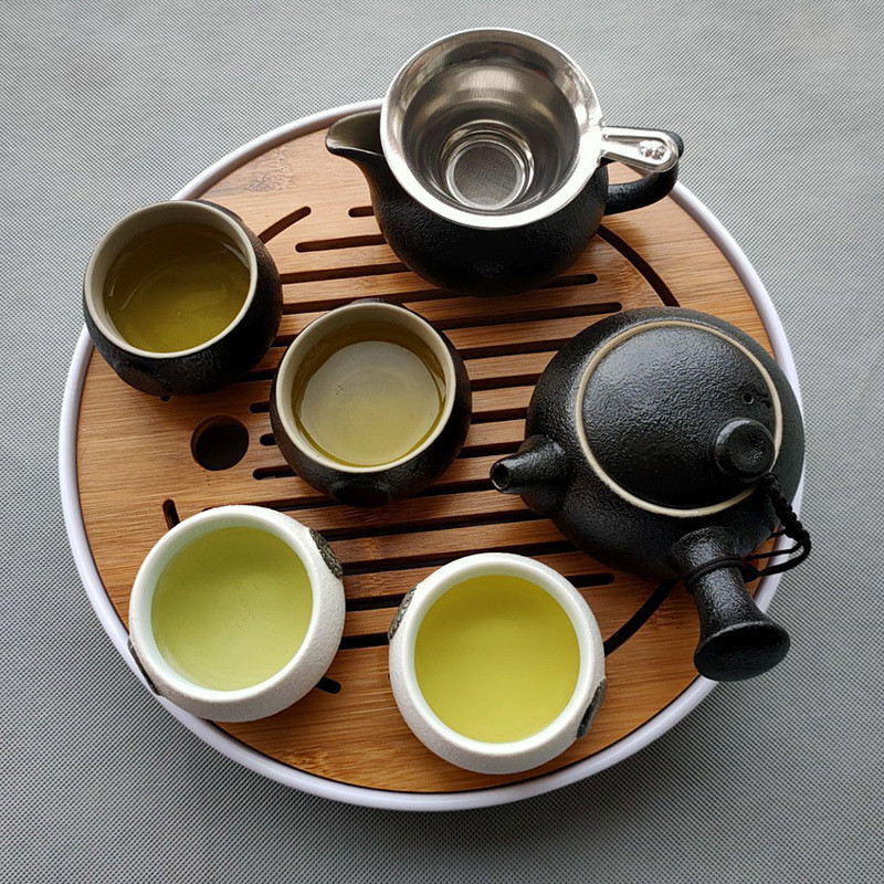 功夫茶具干装家用简约客厅储水式小套泡茶盘小茶台陶瓷侧把壶茶杯