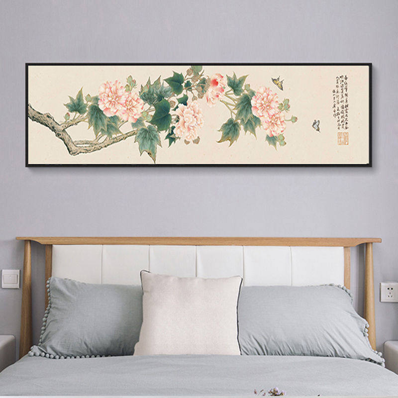 卧室客厅装饰画沙发背景墙新中式床头挂画山水壁画中国风横幅墙画