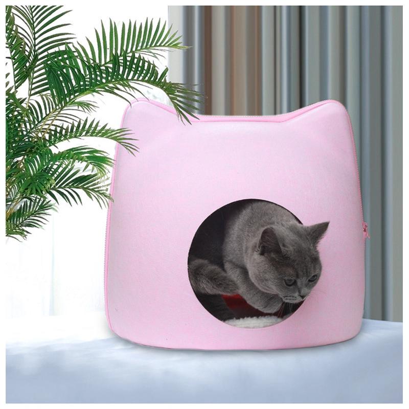 厂家批发毛毡猫窝四季通用猫咪创意猫窝组合半封闭式毛毡前后