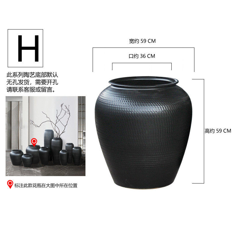景德镇坛子现代简约陶罐落地花瓶花器家居客厅摆件花盆酒店装饰品