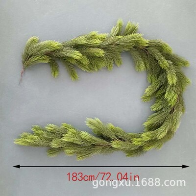 183cm藤条花环配件装饰仿真植物圣诞松针60齿双色草绿藤条诺贝松
