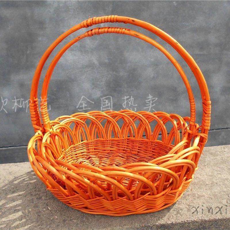 双层竹编水果篮柳编水果跳舞包装鸡蛋商店手提篮5个批发摆件摆放