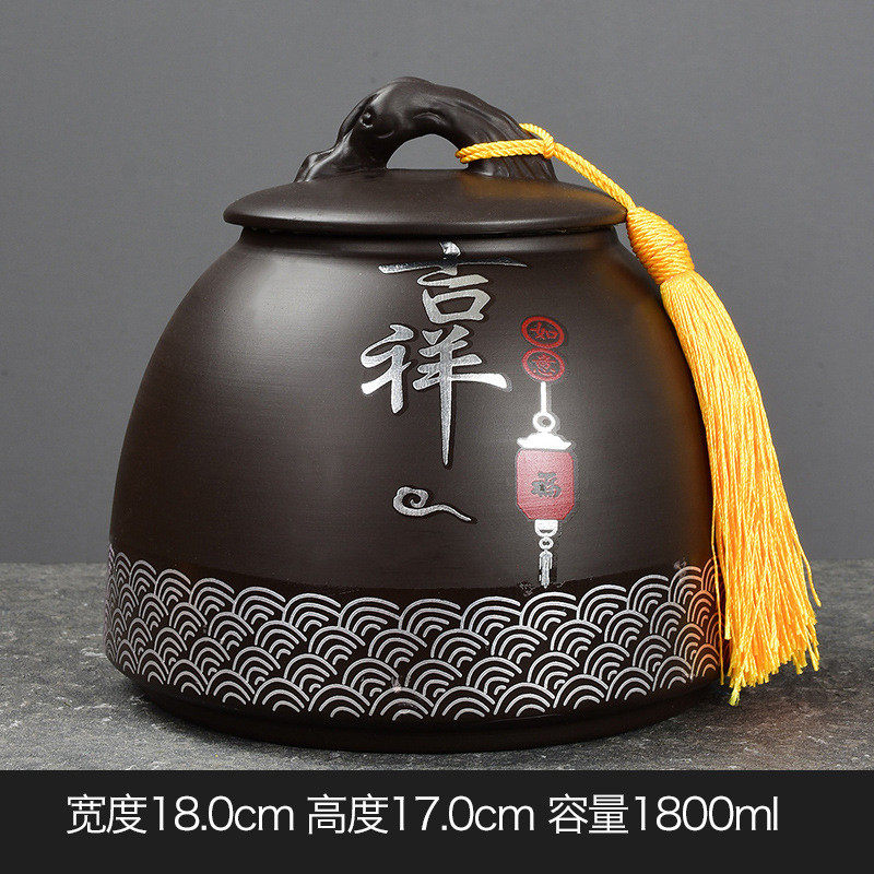 5dbj罐子中式陶瓷批发大号紫砂茶叶罐储物罐3斤装红茶专用罐普洱