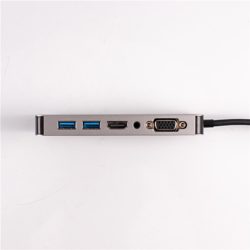 热销TypeC扩展坞七合一多功能拓展坞转VGA/HDMI转audio支持千兆网