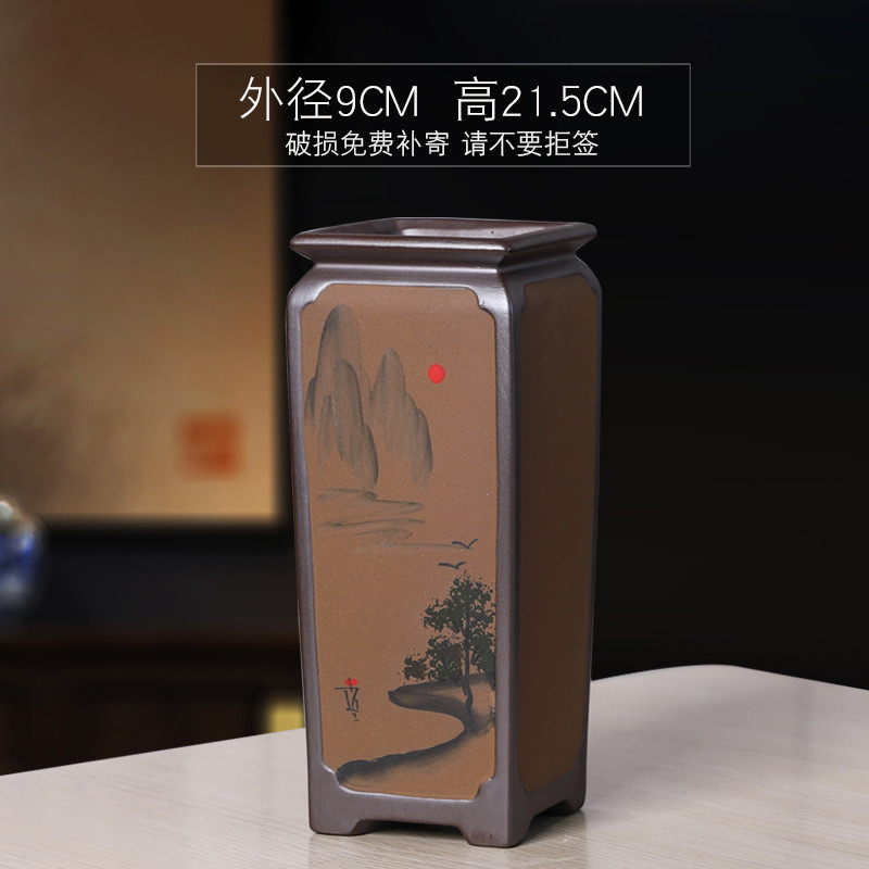 紫砂陶瓷兰花专用高花盆款古典简约创意大号透气室内桌面绿植盆栽