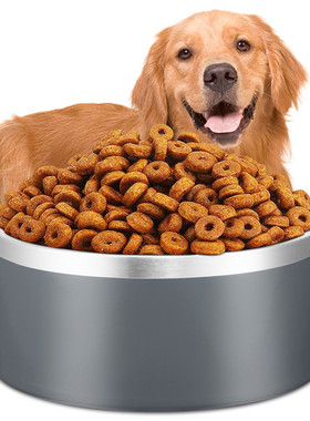 源头猫碗不锈钢防滑圆形狗碗64oz双层真空喂食宠物碗厂家狗盆批发