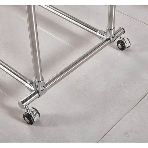 晾衣架批发 室内落地挂衣杆双杠可伸缩式晒被架移动带轮