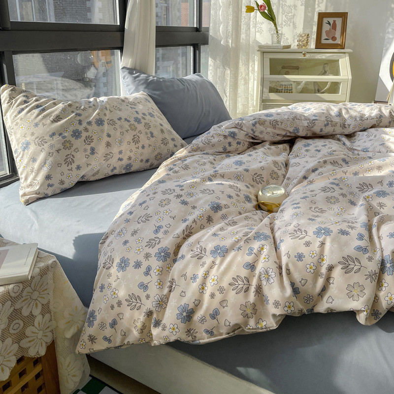 inc0ins风小碎花水洗棉床上四件套简约混搭被套宿舍三件套床单