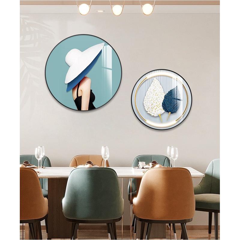 现代简约卧室装饰画主卧人物艺术房间床头壁画轻奢风墙面圆形挂画图片
