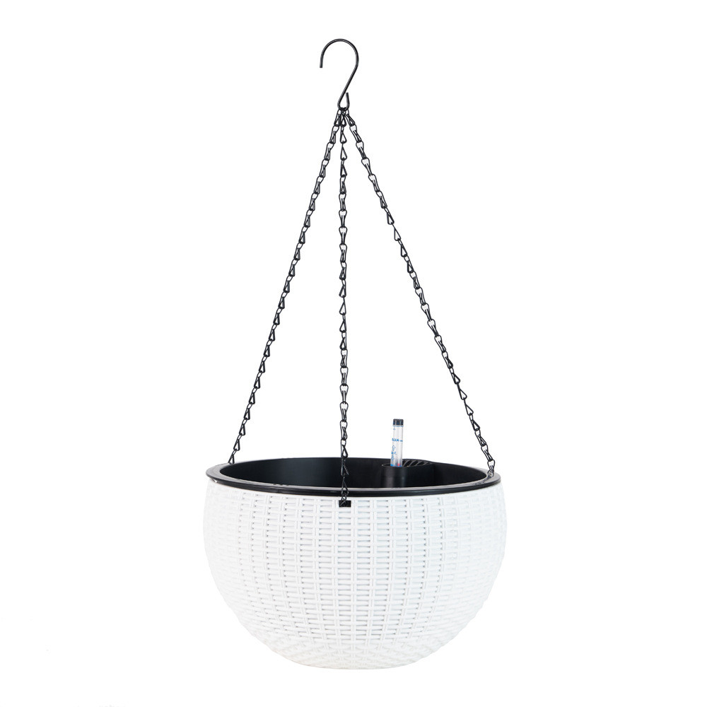 仿藤编悬挂式吊篮绿萝花盆加大家居自动吸水懒人花盆批发