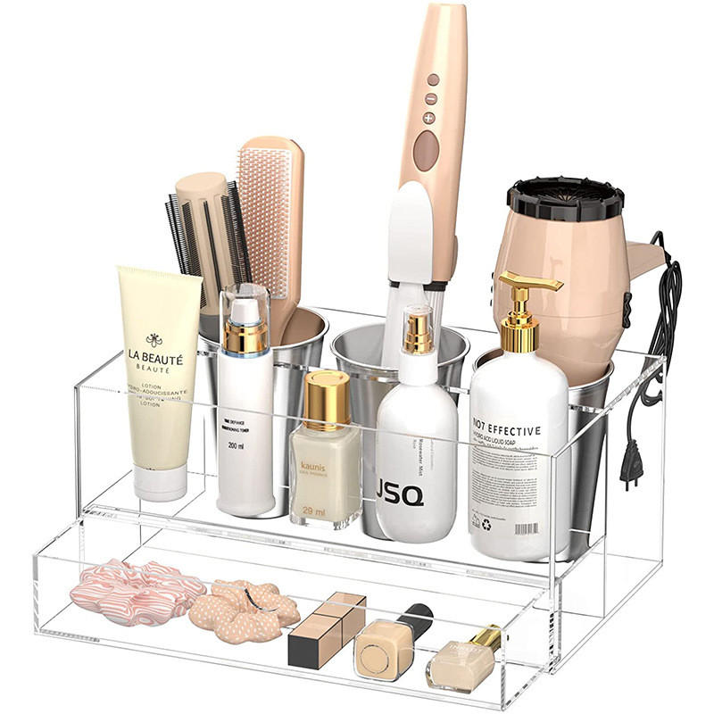 现货外贸亚克力吹风机收纳盒浴室工具吹风筒卷发棒美发支架