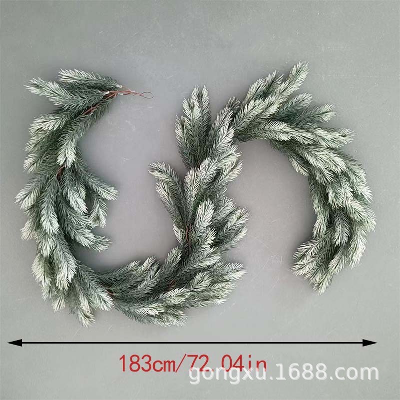 人造植物装饰品花环松针圣诞园艺绿白松针60齿仿真藤条诺贝松