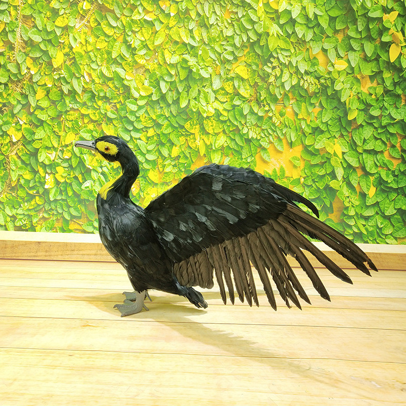 厂家直销羽毛仿真鸬鹚鱼鹰模型摆件园林布景渔船装饰造景摆设道具