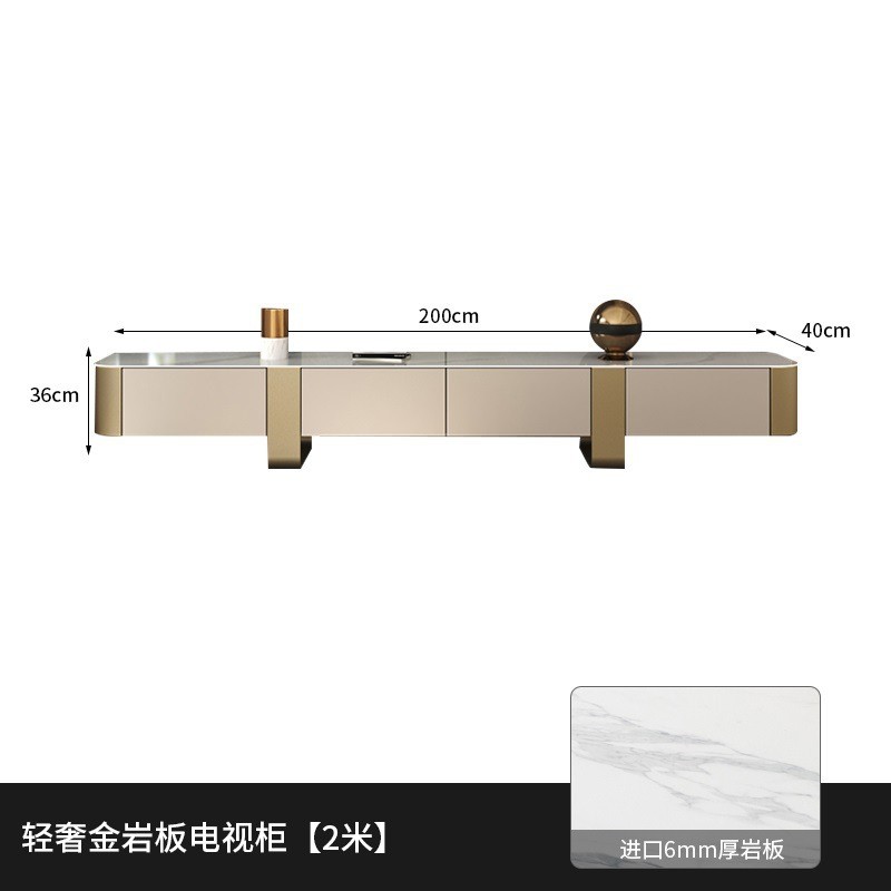 意式轻奢岩板茶几圆形大小组合带抽屉创意设计师客厅家用现代简约
