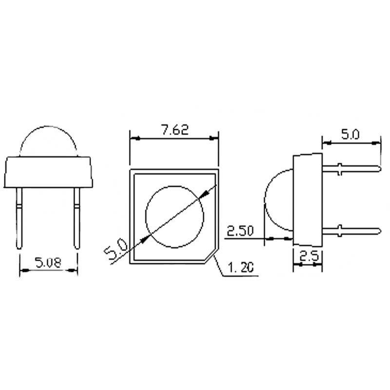 食人鱼灯珠f5/5mm食人鱼白光红黄蓝绿光车用圆头led发光二极管