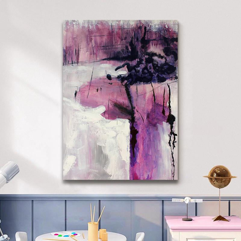 纯手绘油画客厅玄关过道立体肌理装饰挂画大幅抽象现代简约落地画图片