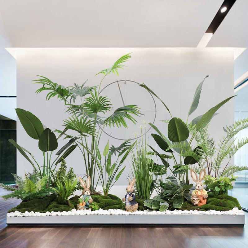 谷靈易生室內(nèi)景觀造景組合仿真綠植樓梯下角落陽(yáng)臺(tái)裝飾植物旅人蕉