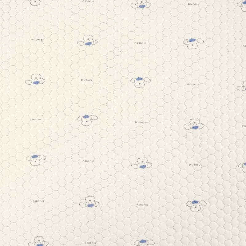 两面全棉蜂巢提花空气层原白印花面料夹棉三层夹丝棉保暖布料