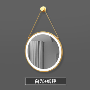饰镜艺术发光卫生间浴室防雾 创意吊镜圆形led带灯酒店民宿文艺装