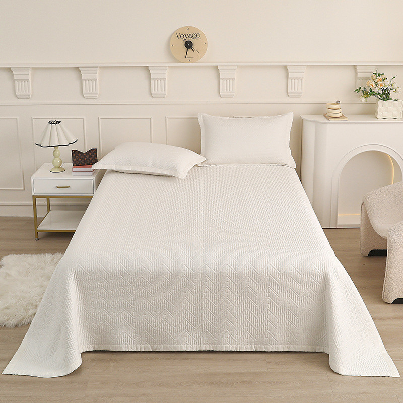 新款高密度精天丝纯色加棉床盖款三件套四季通用兰绗缝床单