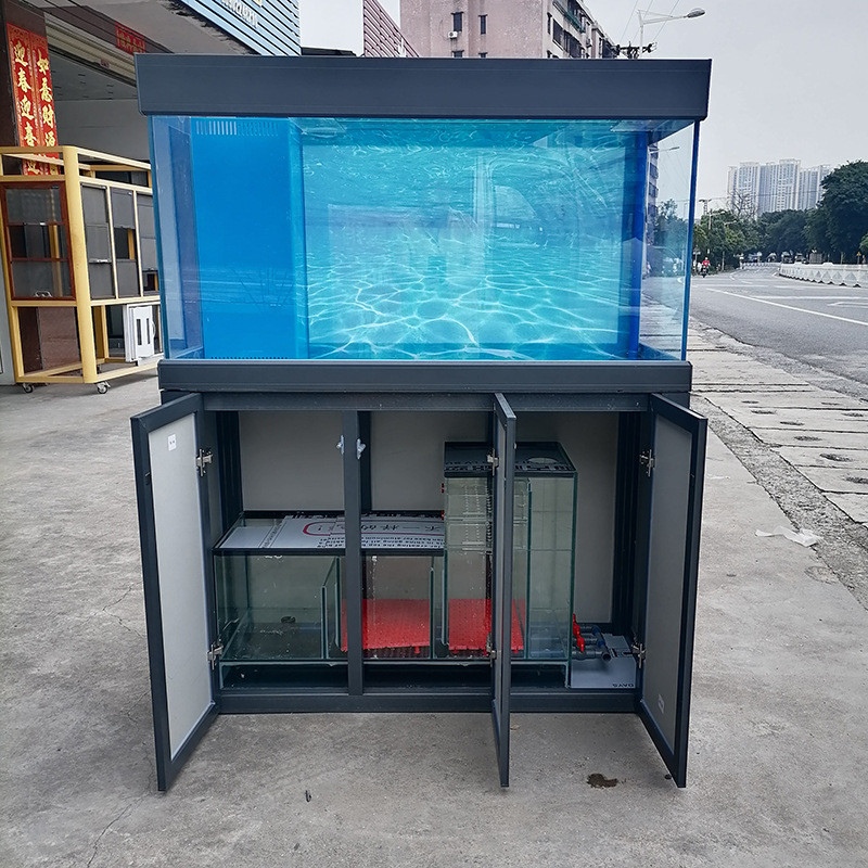 龙鱼缸底厂家直销一键排水现代时尚办公室鱼缸定制屏风客厅隔断滤