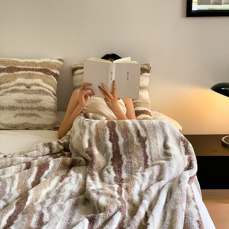 轻奢时髦小众扎染玛吉拉兔毛沙发盖毯子玉毛毯绒狐加厚冬季床上用,床上用品,休闲毯/毛毯/绒毯,淘宝优惠券,粉丝福利购,淘宝优惠卷