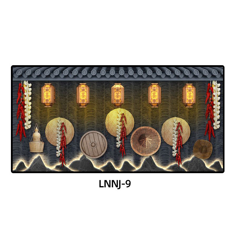 农产品直播间背景画乡村复古农家乐中餐馆装饰画怀旧火锅店壁画