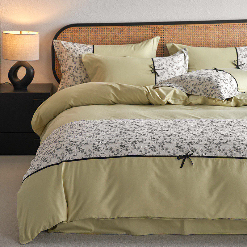 2024新款中式古风绣花床上四件套斜纹全棉碎花国风床单被套南通市