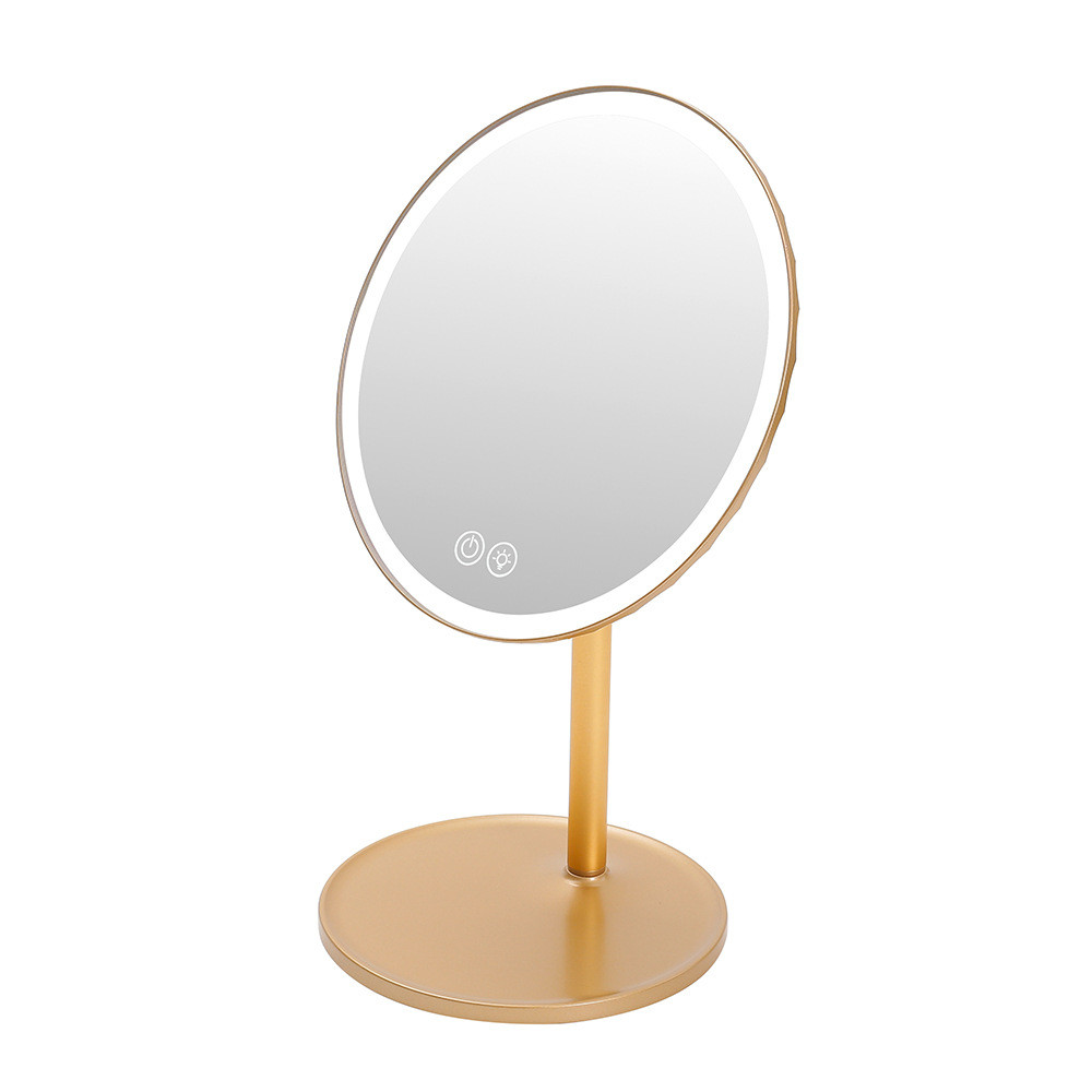 网红镜子化妆镜台式桌面宿舍折叠便携家用ins风led带灯简约补光镜