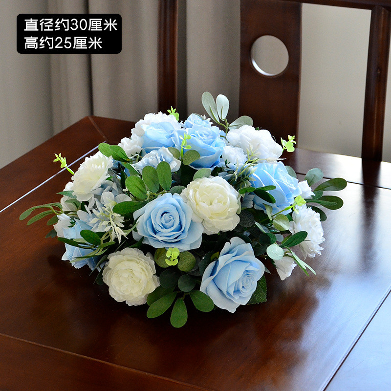 圆形酒店餐桌中间摆花餐厅圆桌桌花宴会装饰花艺会议室桌面摆件花