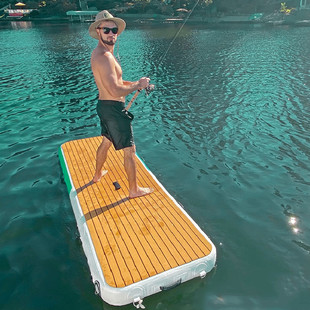 水上钓鱼魔充气平台浮台毯户外休闲游艇靠岸漂浮钓台pvc充气浮排