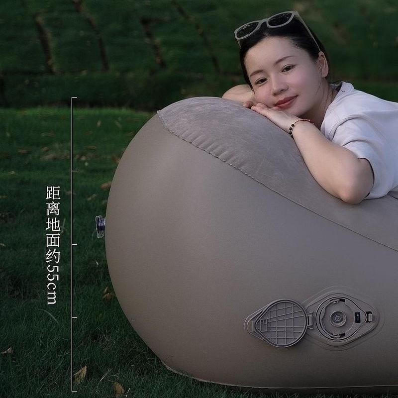 现货工厂户外露营旅行充气躺椅成人pvc植绒折叠床垫加厚懒人躺椅