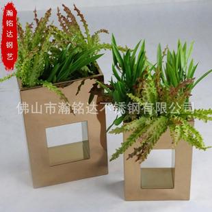 金属多面花瓶普天同庆台面家居仿真花插镂空组合花盆装饰软装饰品