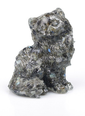 波斯猫植绒猫卧室书桌餐厅电视柜桌面可爱动物站立水晶装饰摆件