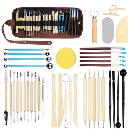 陶艺工具40件套粘土石塑棒刀修坯泥塑黏土工具丸雕刻七本针