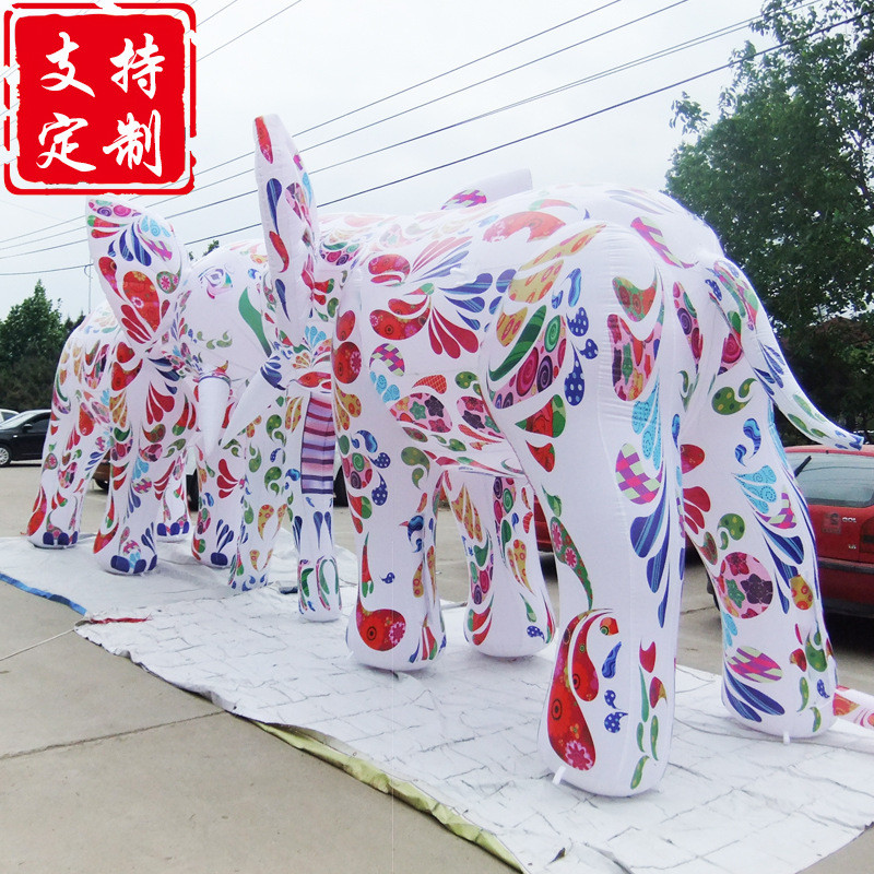 高端定制彩绘充气大象卡通装饰美陈充气气模道具商场定制